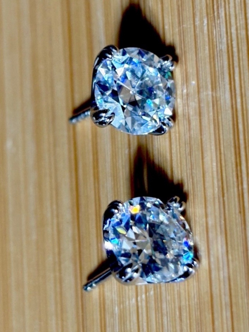 4ctw Old European Cut Moissanite studs in Argentium silver! Victorian charm! - Picture 8 of 16